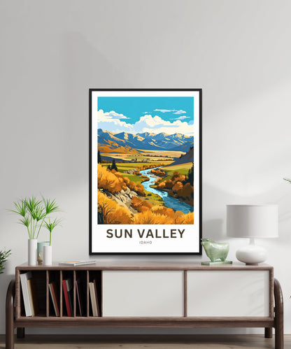 Sun Valley Travel Print - Sun Valley poster, Idaho Wall Art, Framed present, Gift Idaho Present - TravelTreasureCo