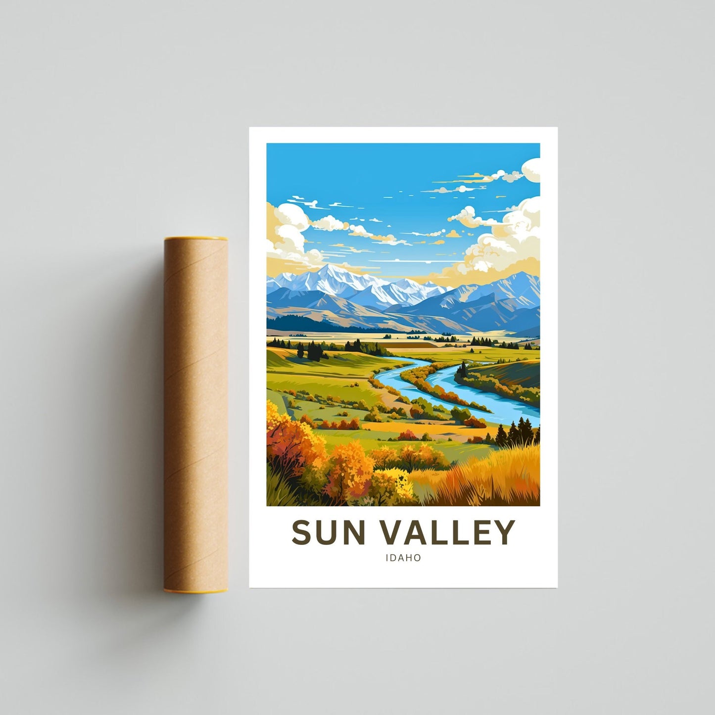 Sun Valley Travel Print - Sun Valley poster, Idaho Wall Art, Framed present, Gift Idaho Present - TravelTreasureCo