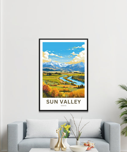 Sun Valley Travel Print - Sun Valley poster, Idaho Wall Art, Framed present, Gift Idaho Present - TravelTreasureCo