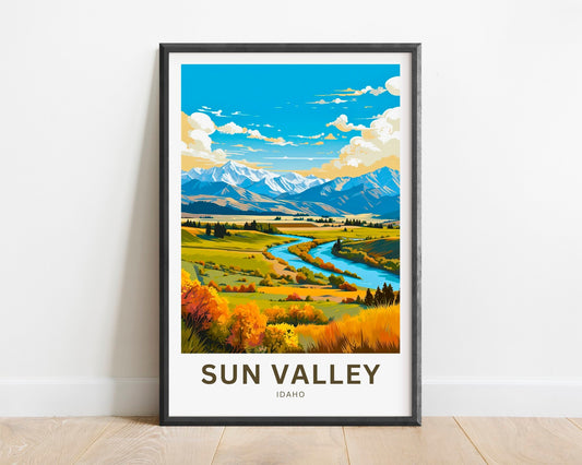 Sun Valley Travel Print - Sun Valley poster, Idaho Wall Art, Framed present, Gift Idaho Present - TravelTreasureCo