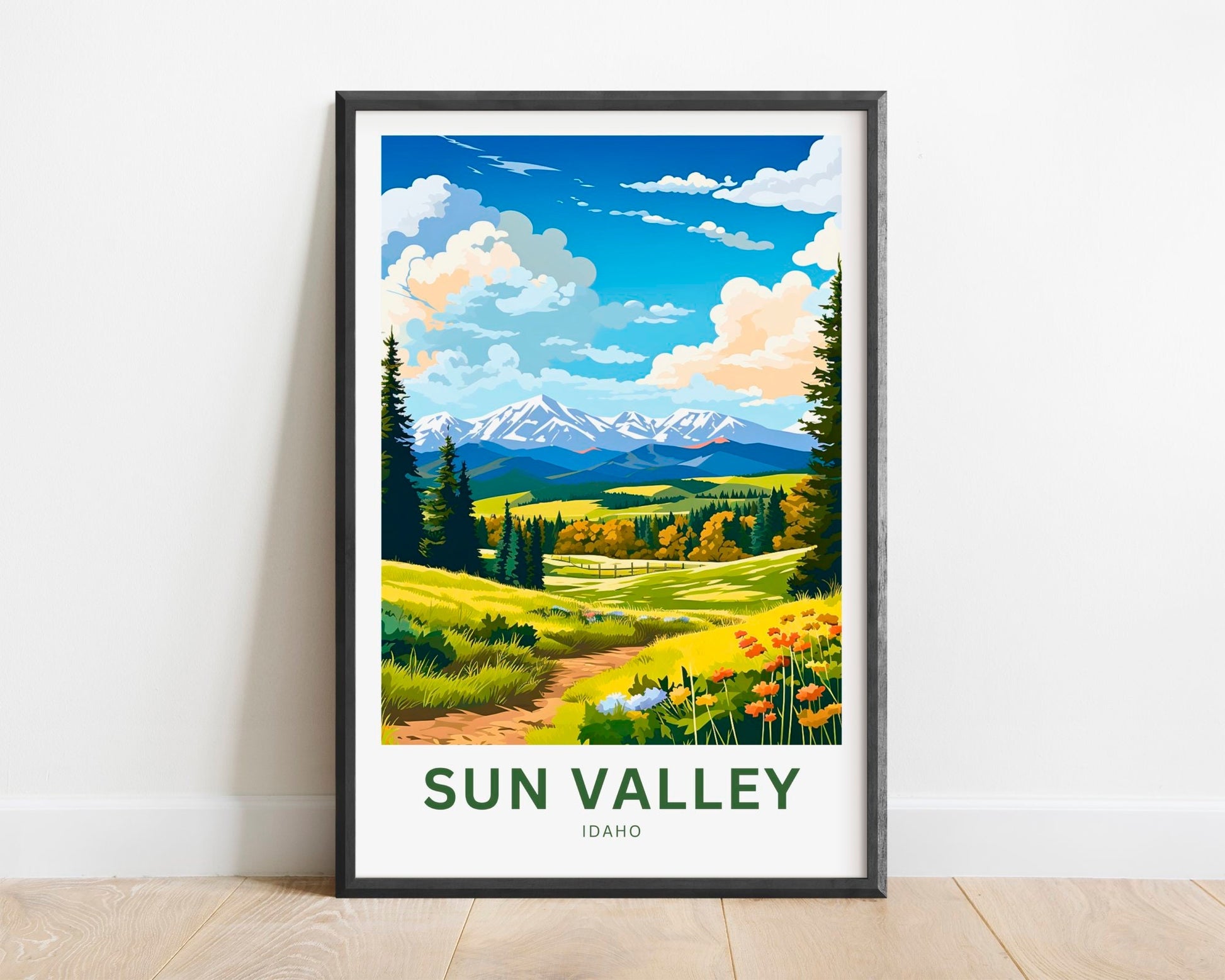 Sun Valley Travel Print - Sun Valley poster, Idaho Wall Art, Framed present, Gift Idaho Present - TravelTreasureCo