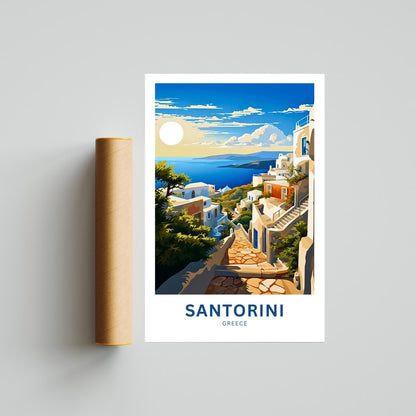 Santorini Travel Print - Santorini poster, Greece Wall Art, Framed present, Gift Greece Present - TravelTreasureCo