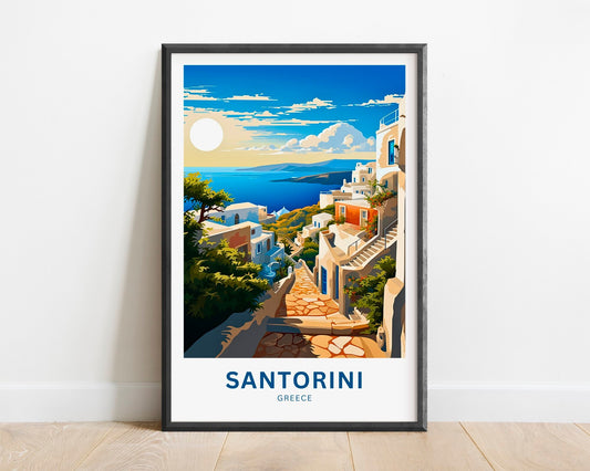 Santorini Travel Print - Santorini poster, Greece Wall Art, Framed present, Gift Greece Present - TravelTreasureCo