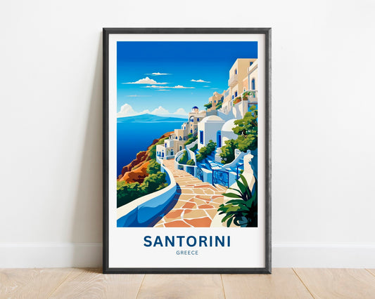 Santorini Travel Print - Santorini poster, Greece Wall Art, Framed present, Gift Greece Present - TravelTreasureCo