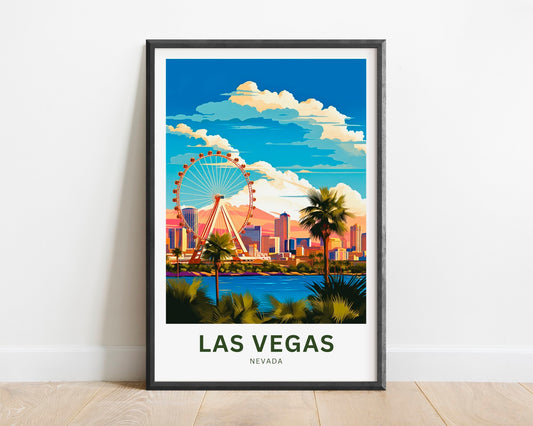 Las Vegas Travel Print - Las Vegas poster, Nevada Wall Art, Framed present, Gift Nevada Present - TravelTreasureCo