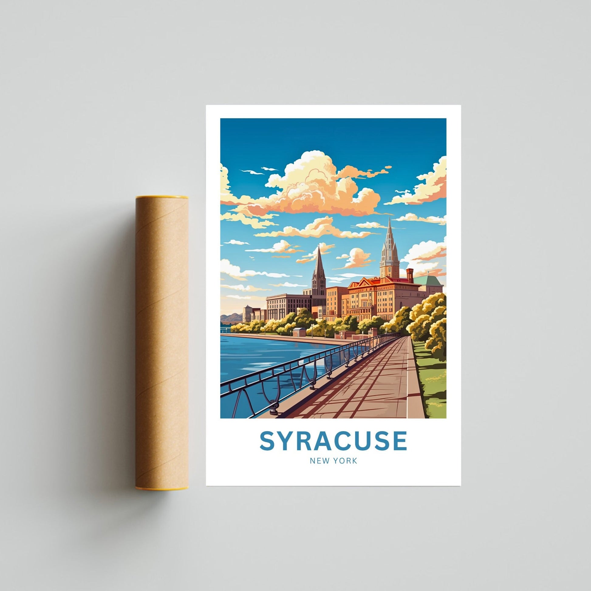 Syracuse Travel Print - Syracuse poster, New York Wall Art, Framed present, Gift New York Present - TravelTreasureCo