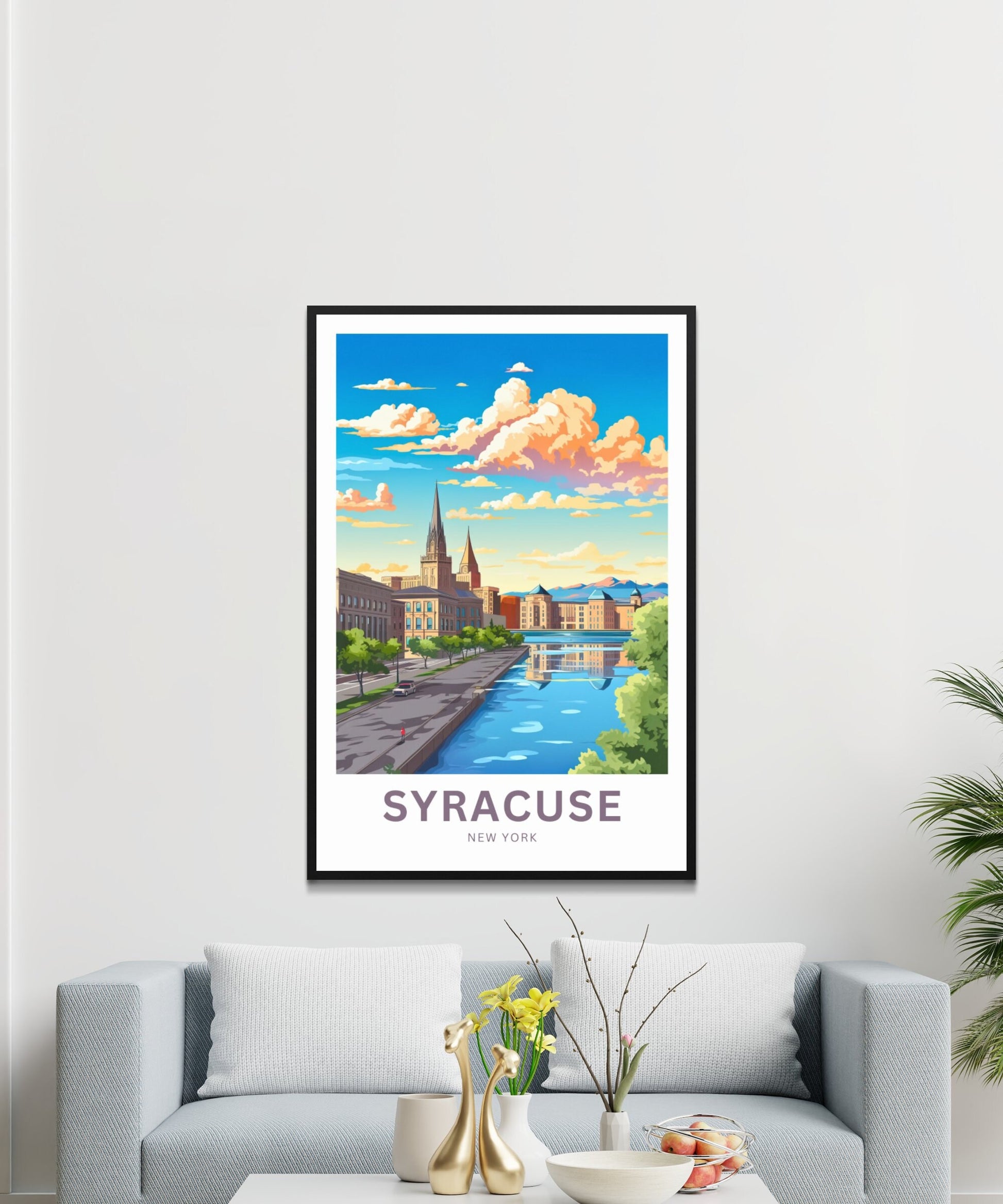 Syracuse Travel Print - Syracuse poster, New York Wall Art, Framed present, Gift New York Present - TravelTreasureCo