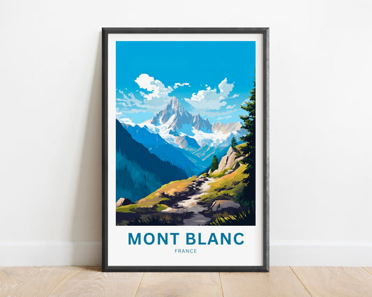 Mont Blanc Travel Print - Mont Blanc poster, France Wall Art, Framed present, Gift Europe Present - TravelTreasureCo