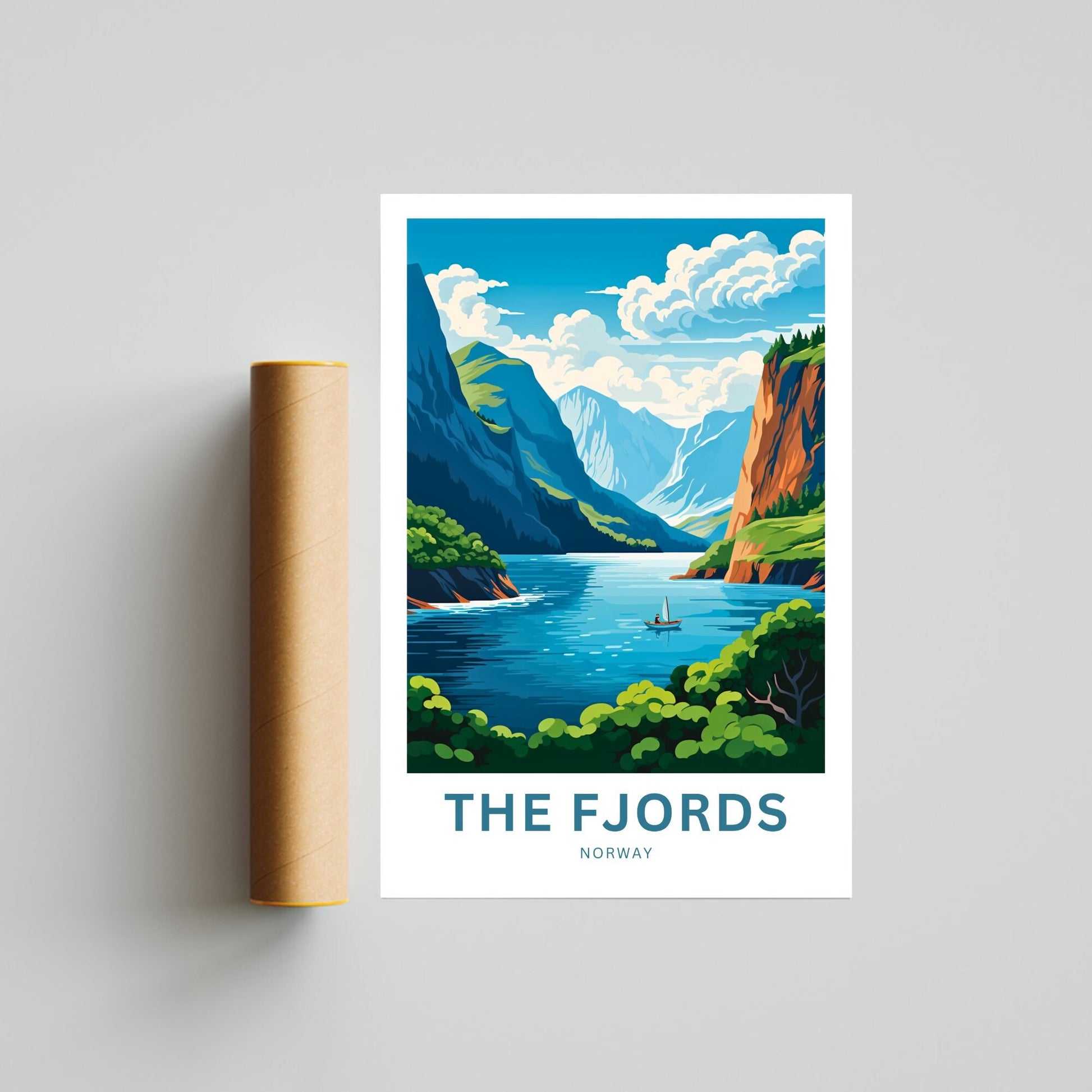 The Fjords Travel Print - The Fjords poster, Norway Wall Art, Framed present, Gift Europe Present - TravelTreasureCo