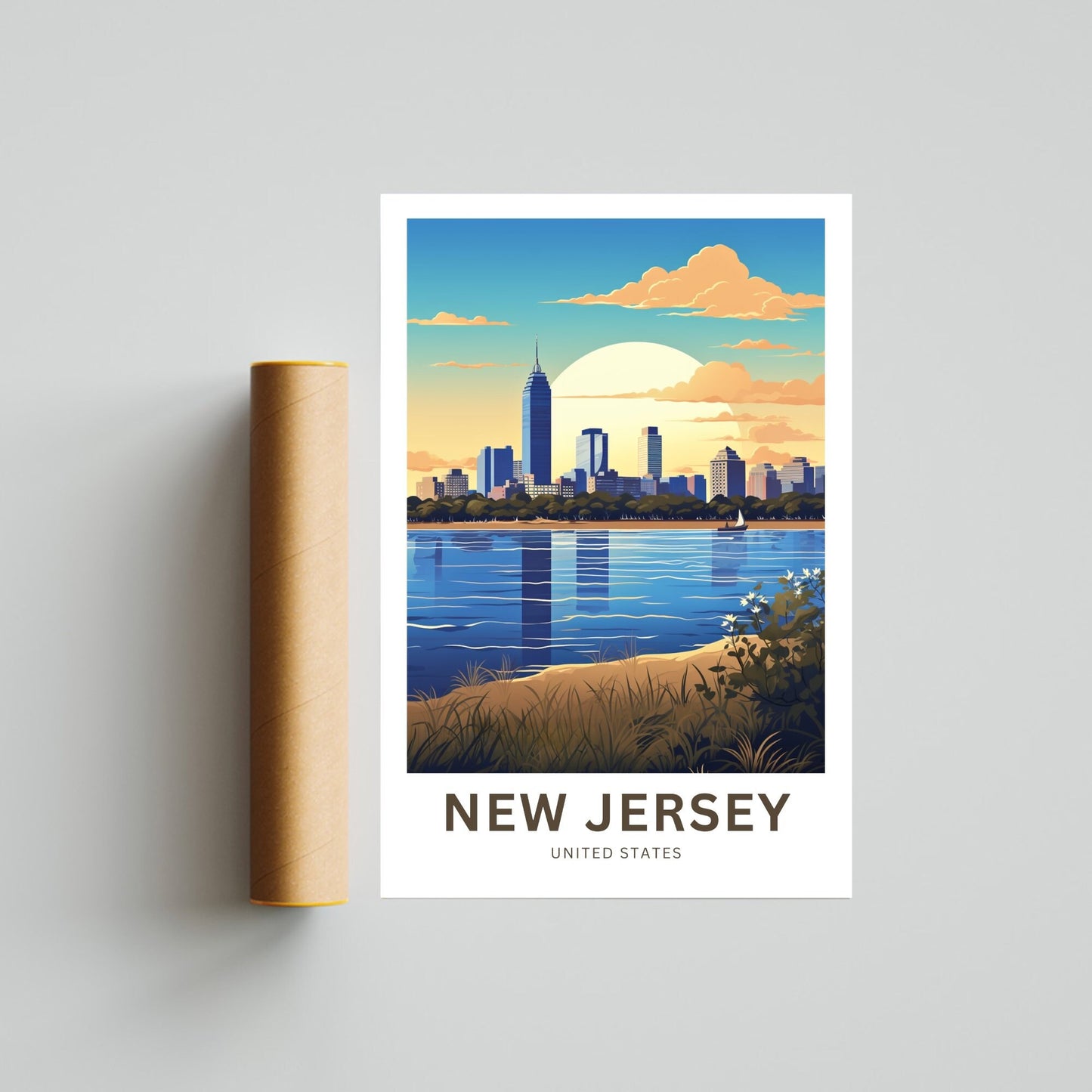 New Jersey Travel Print - New Jersey poster, United States Wall Art, Framed present, Gift United States Present - TravelTreasureCo