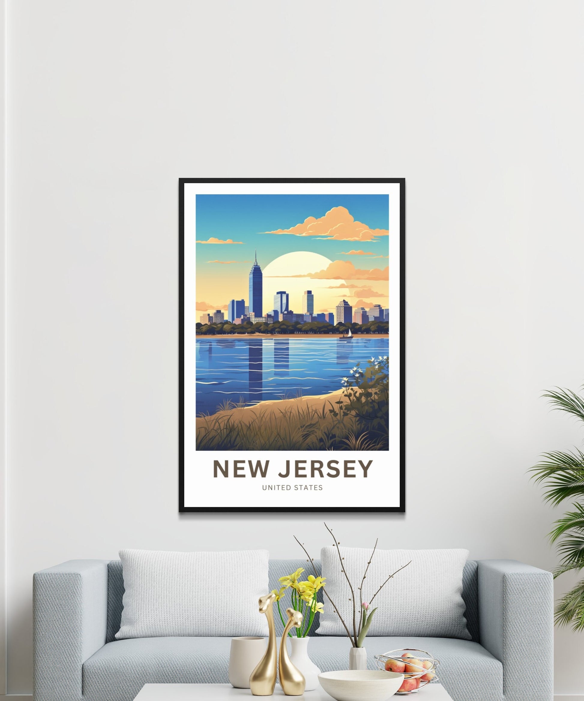 New Jersey Travel Print - New Jersey poster, United States Wall Art, Framed present, Gift United States Present - TravelTreasureCo