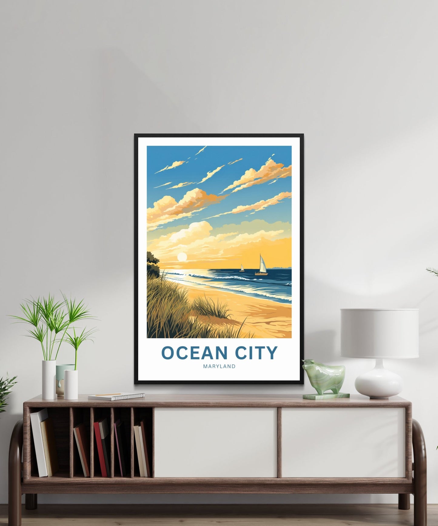 Ocean City Travel Print - Ocean City poster, Maryland Wall Art, Framed present, Gift Maryland Present - TravelTreasureCo