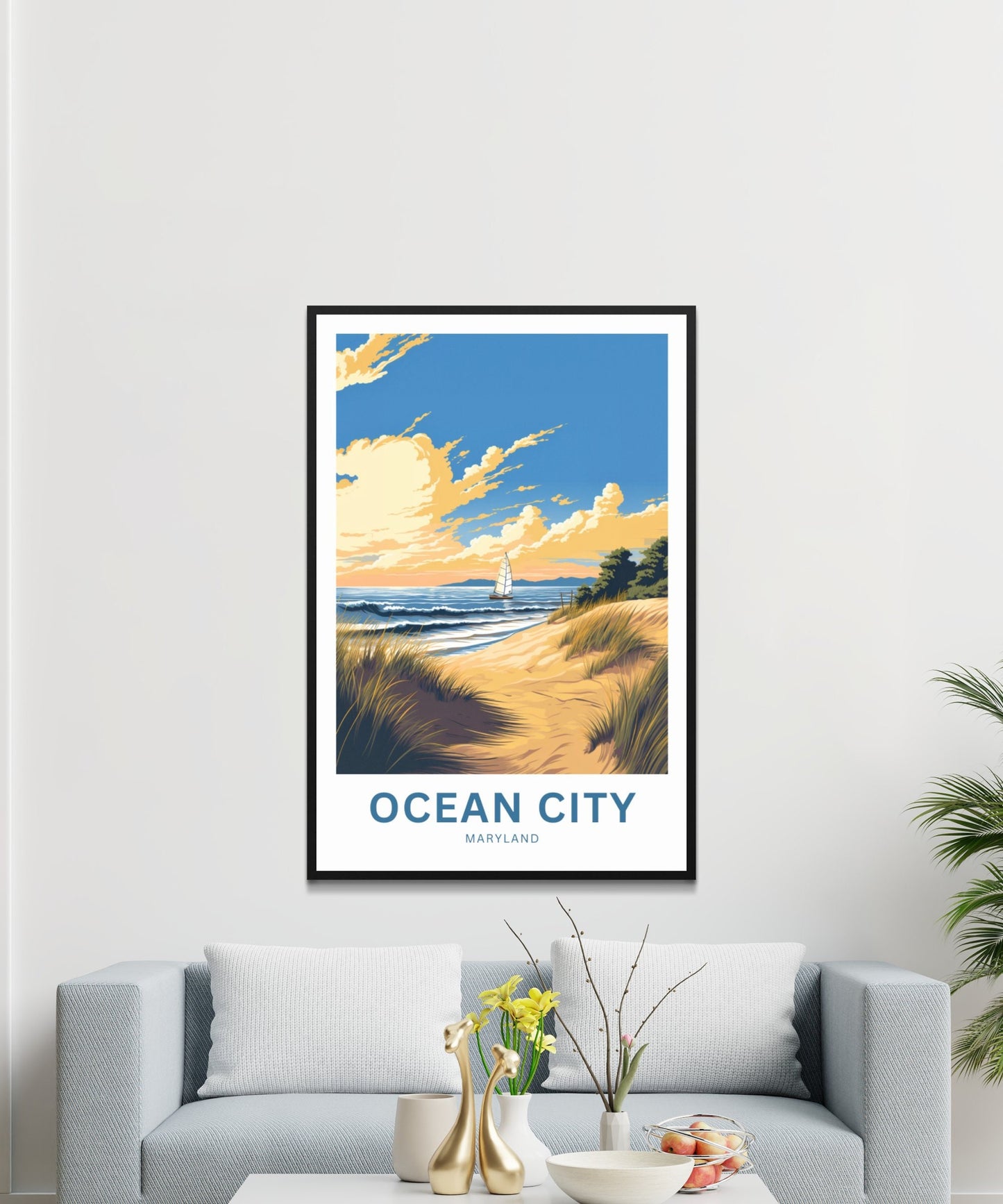 Ocean City Travel Print - Ocean City poster, Maryland Wall Art, Framed present, Gift Maryland Present - TravelTreasureCo