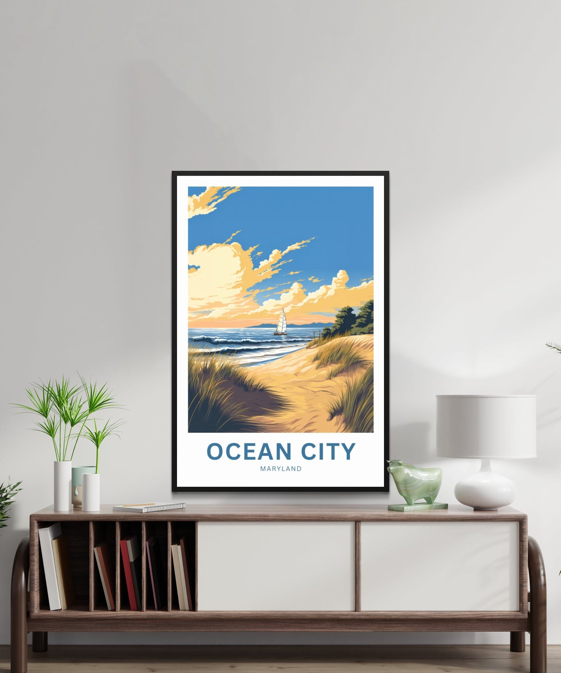 Ocean City Travel Print - Ocean City poster, Maryland Wall Art, Framed present, Gift Maryland Present - TravelTreasureCo