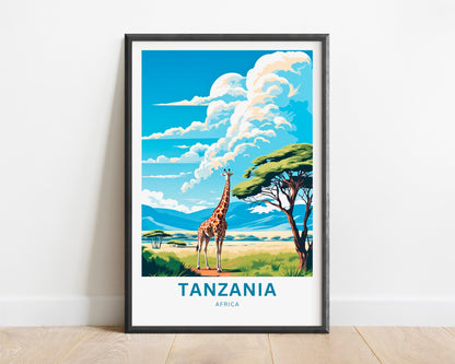 Tanzania Travel Print - Tanzania poster, Ngorongoro Wall Art, Framed present, Gift Africa Present - TravelTreasureCo