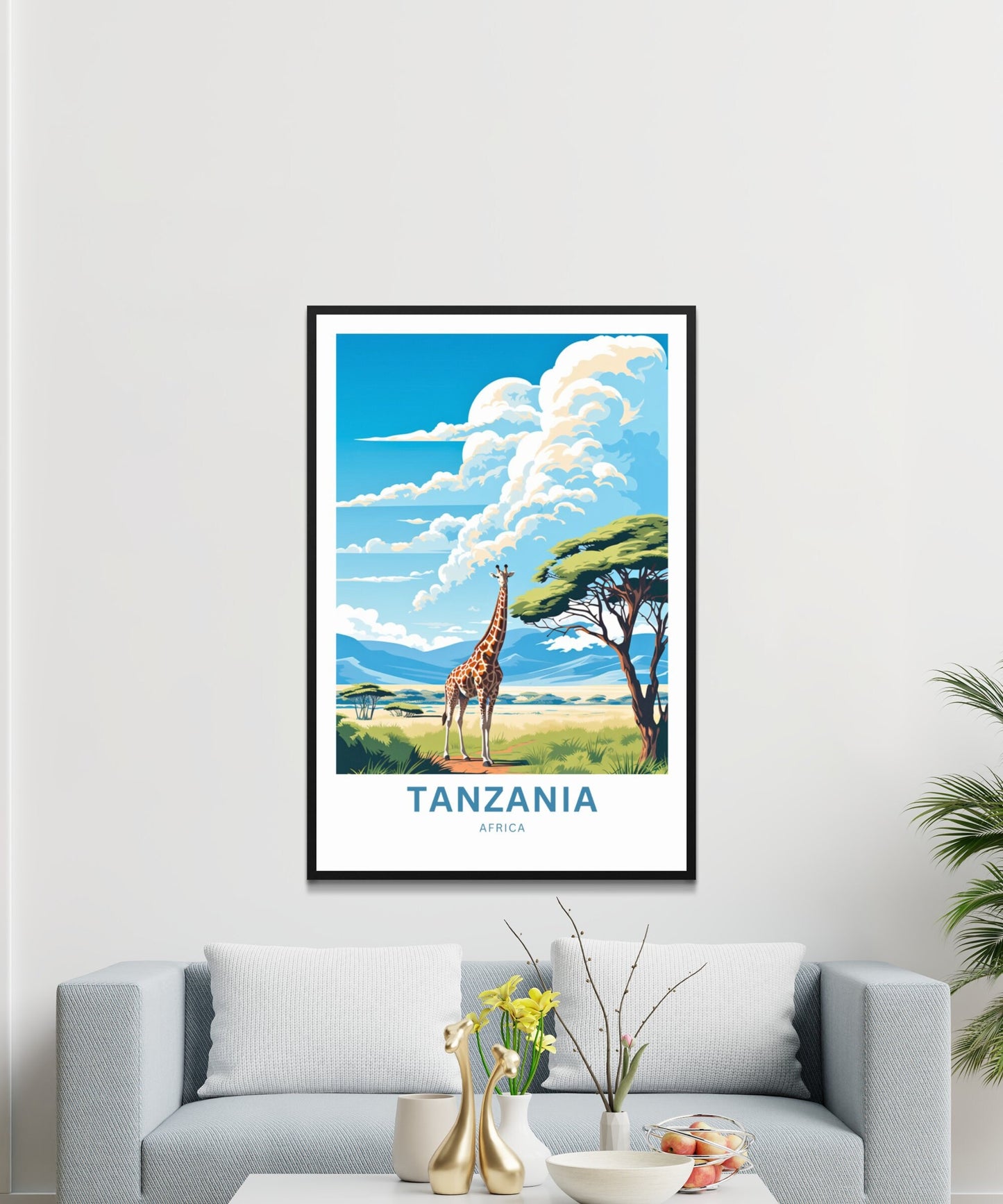 Tanzania Travel Print - Tanzania poster, Ngorongoro Wall Art, Framed present, Gift Africa Present - TravelTreasureCo