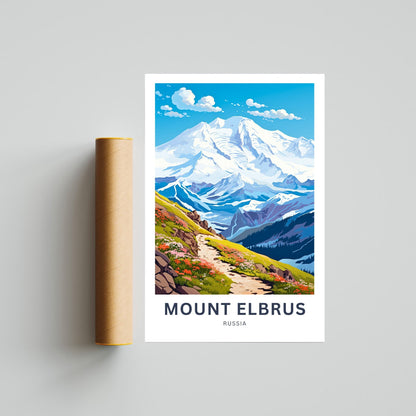 Mount Elbrus Travel Print - Mount Elbrus poster, Russia Wall Art, Framed present, Gift Russia Present - TravelTreasureCo