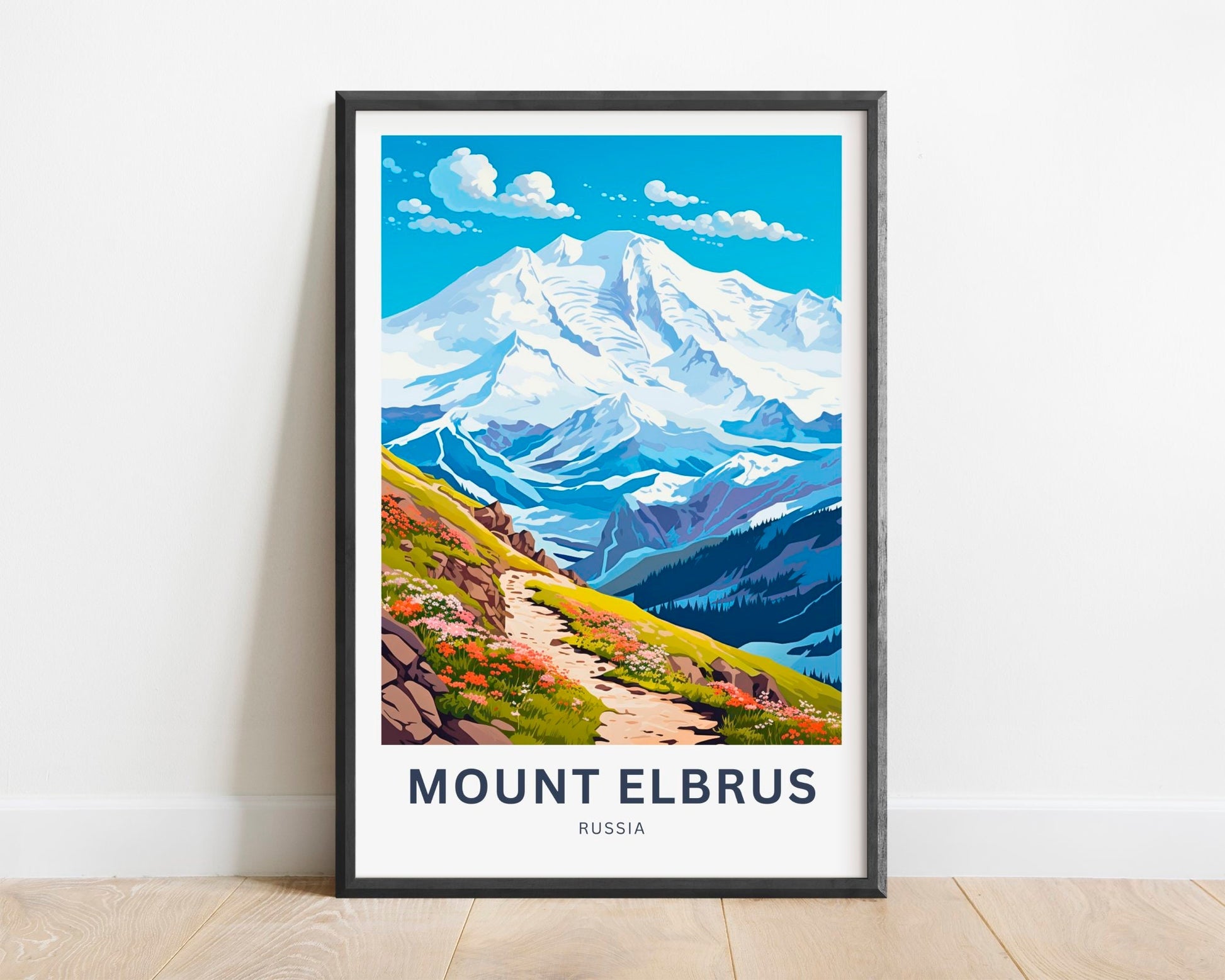 Mount Elbrus Travel Print - Mount Elbrus poster, Russia Wall Art, Framed present, Gift Russia Present - TravelTreasureCo