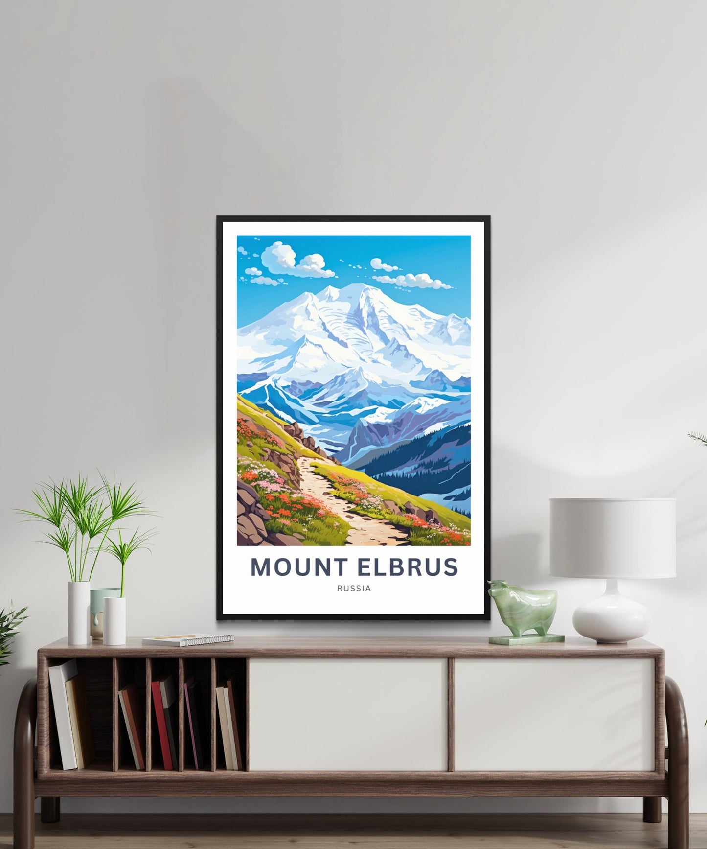 Mount Elbrus Travel Print - Mount Elbrus poster, Russia Wall Art, Framed present, Gift Russia Present - TravelTreasureCo