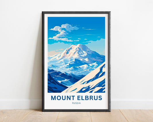 Mount Elbrus Travel Print - Mount Elbrus poster, Russia Wall Art, Framed present, Gift Russia Present - TravelTreasureCo