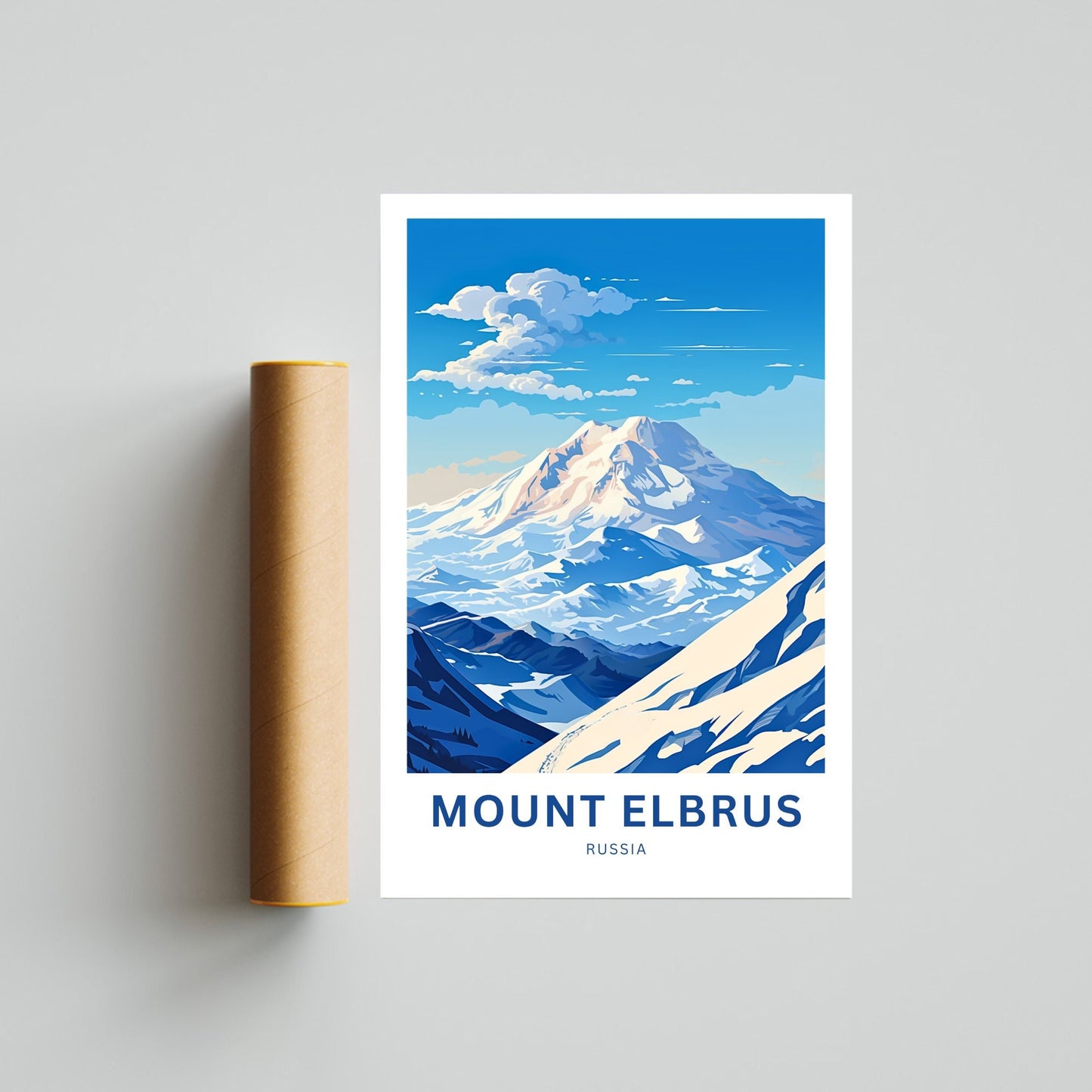 Mount Elbrus Travel Print - Mount Elbrus poster, Russia Wall Art, Framed present, Gift Russia Present - TravelTreasureCo