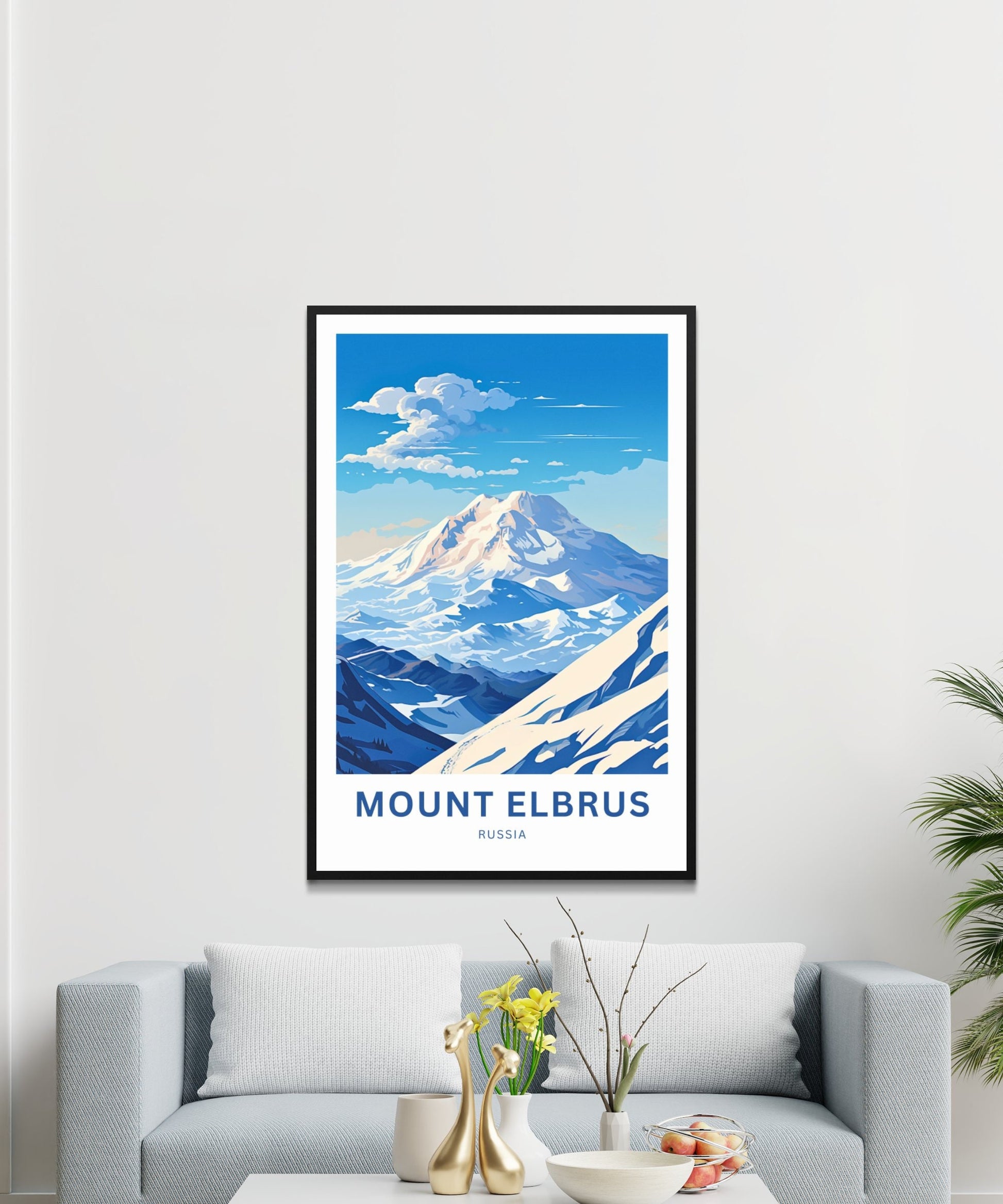 Mount Elbrus Travel Print - Mount Elbrus poster, Russia Wall Art, Framed present, Gift Russia Present - TravelTreasureCo