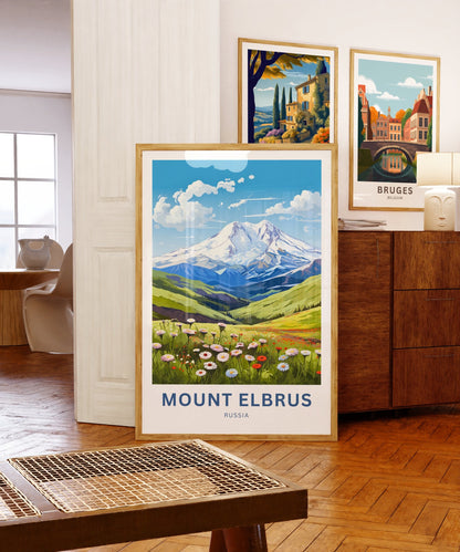 Mount Elbrus Travel Print - Mount Elbrus poster, Russia Wall Art, Framed present, Gift Russia Present - TravelTreasureCo