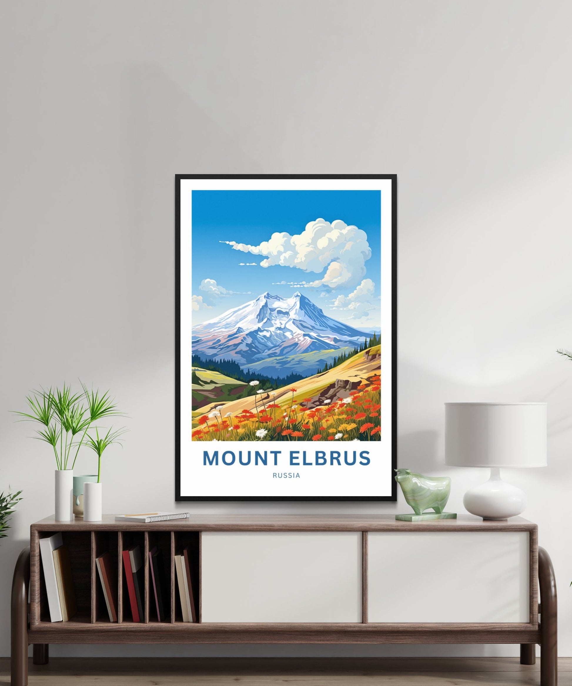 Mount Elbrus Travel Print - Mount Elbrus poster, Russia Wall Art, Framed present, Gift Russia Present - TravelTreasureCo