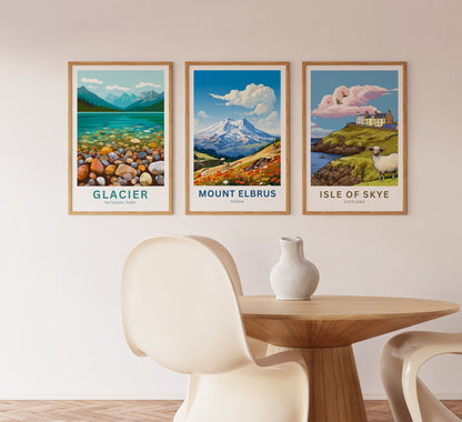 Mount Elbrus Travel Print - Mount Elbrus poster, Russia Wall Art, Framed present, Gift Russia Present - TravelTreasureCo