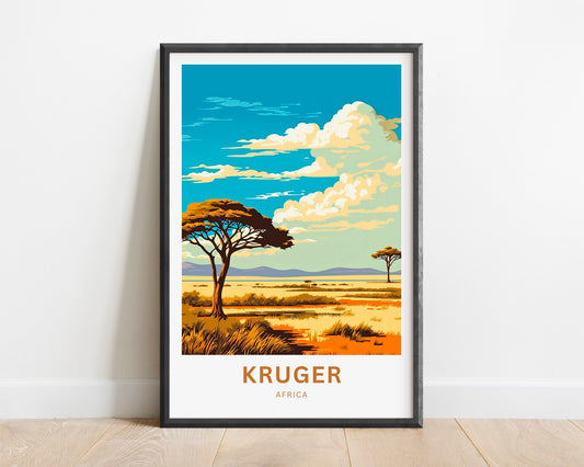 Kruger Travel Print - Kruger poster, Africa Wall Art, Framed present, Gift Africa Present - TravelTreasureCo