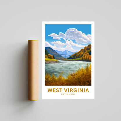 West Virginia Travel Print - West Virginia poster, United States Wall Art, Framed present, Gift United States Present - TravelTreasureCo