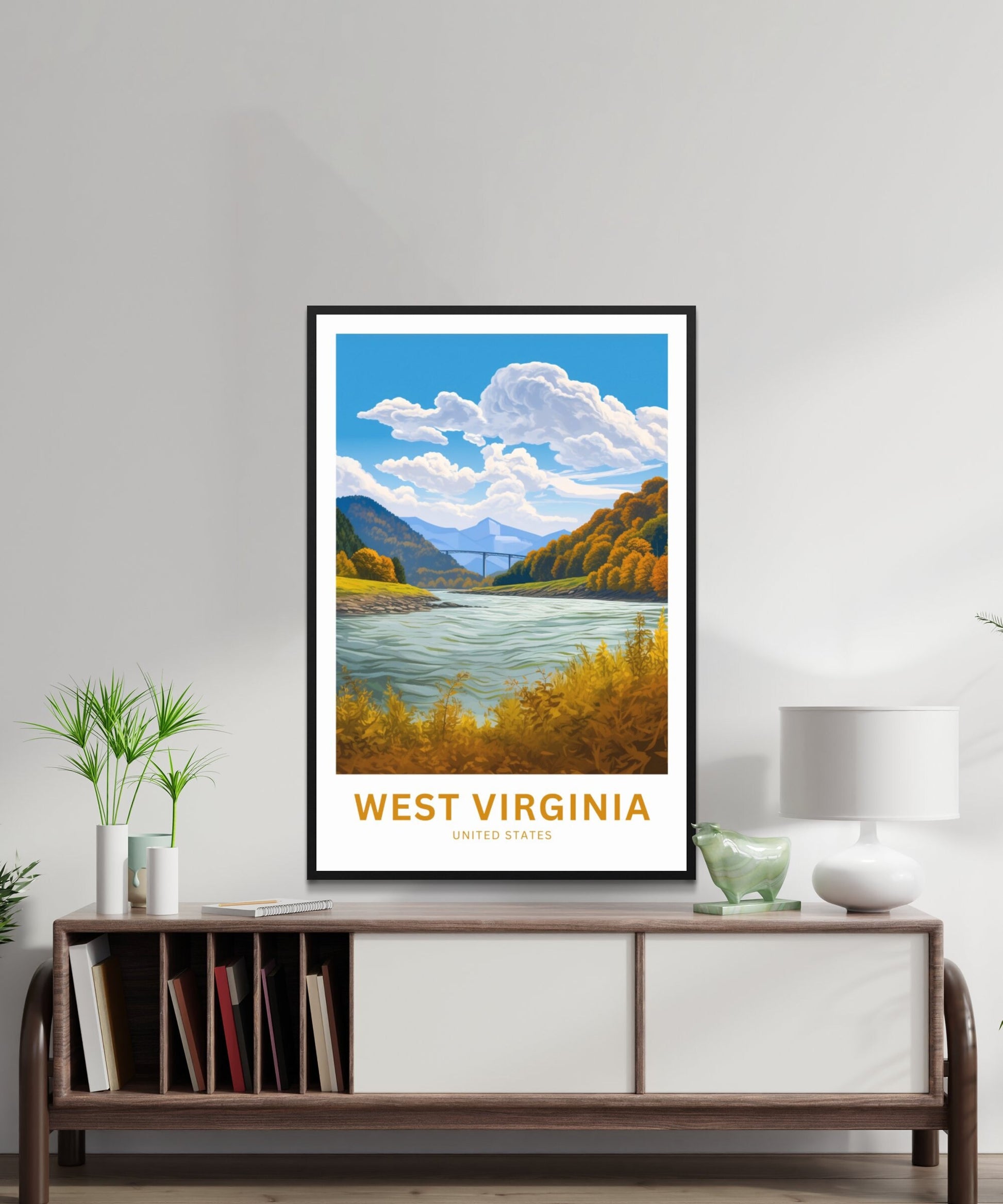 West Virginia Travel Print - West Virginia poster, United States Wall Art, Framed present, Gift United States Present - TravelTreasureCo