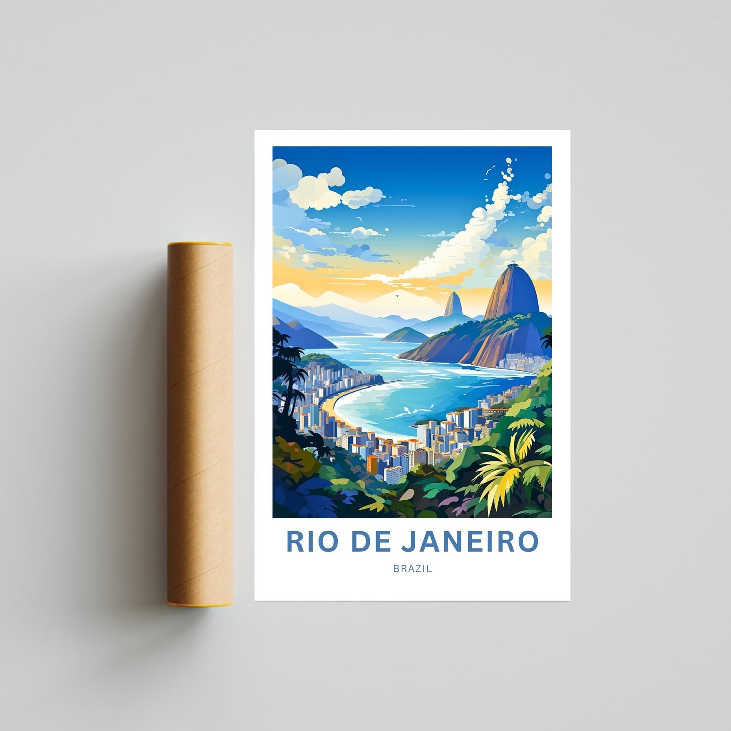 Rio De Janiero Travel Print - Rio De Janiero poster, Brazil Wall Art, Framed present, Gift Brazil Present - TravelTreasureCo