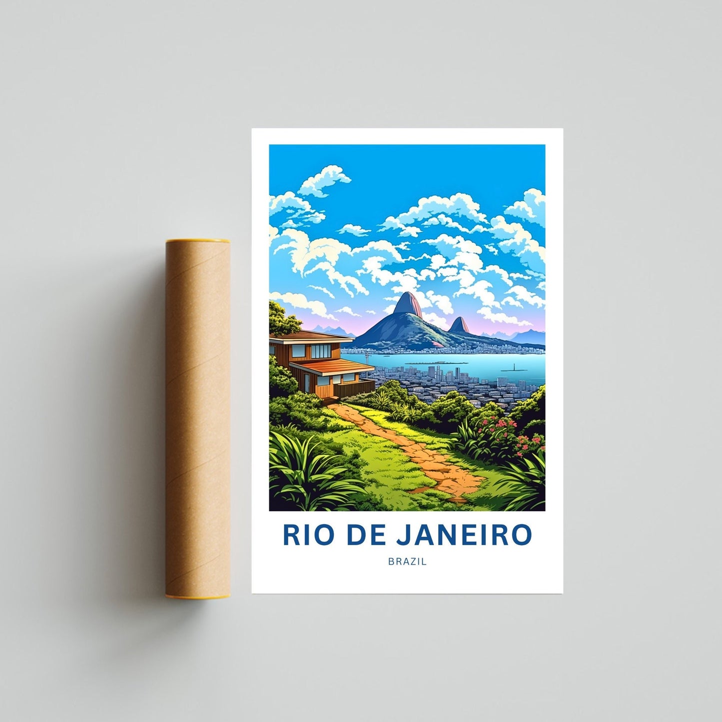 Rio De Janiero Travel Print - Rio De Janiero poster, Brazil Wall Art, Framed present, Gift Brazil Present - TravelTreasureCo