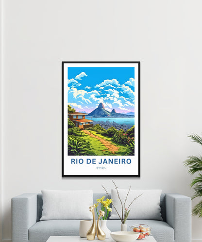 Rio De Janiero Travel Print - Rio De Janiero poster, Brazil Wall Art, Framed present, Gift Brazil Present - TravelTreasureCo