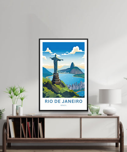 Rio De Janiero Travel Print - Rio De Janiero poster, Brazil Wall Art, Framed present, Gift Brazil Present - TravelTreasureCo