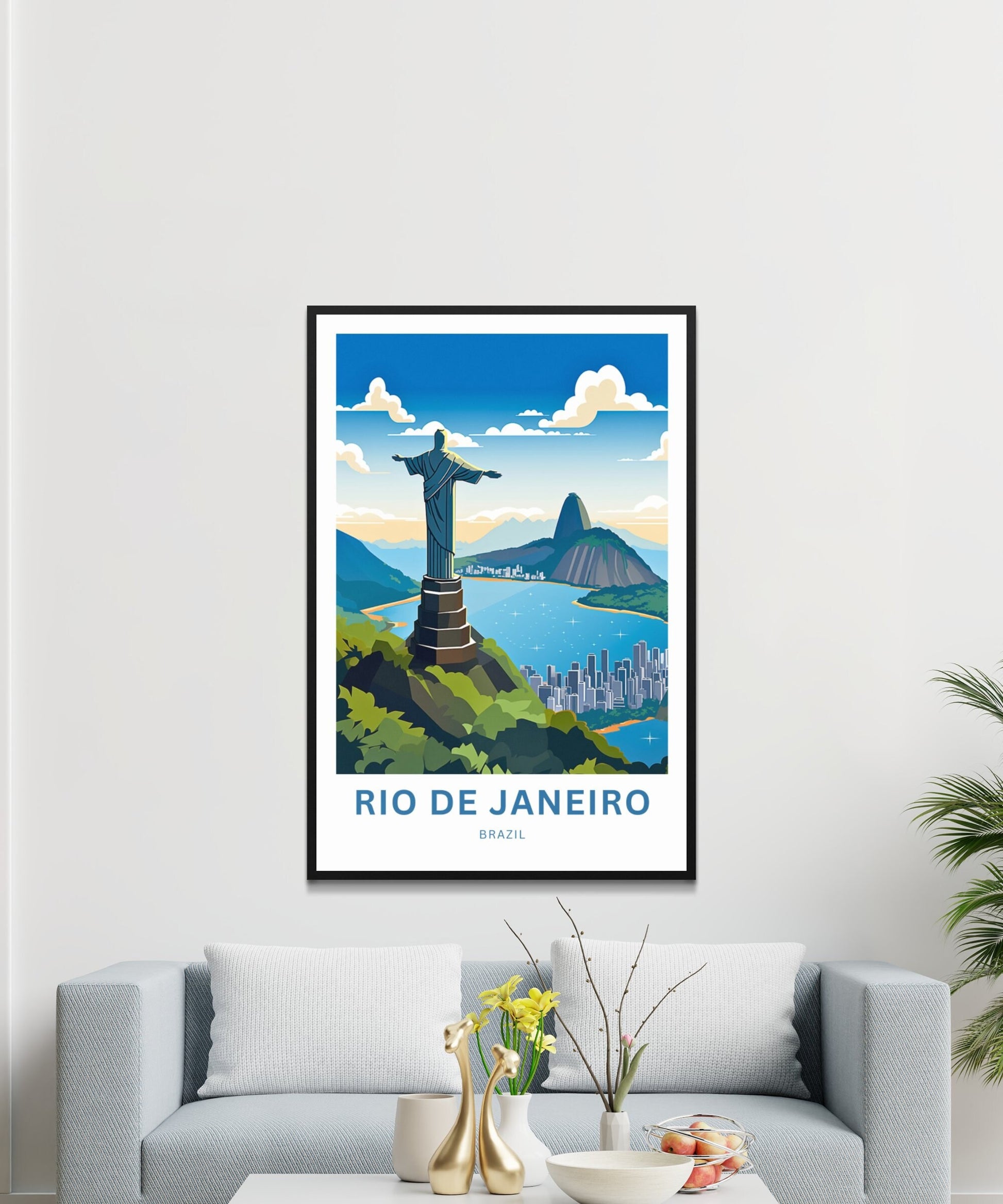 Rio De Janiero Travel Print - Rio De Janiero poster, Brazil Wall Art, Framed present, Gift Brazil Present - TravelTreasureCo