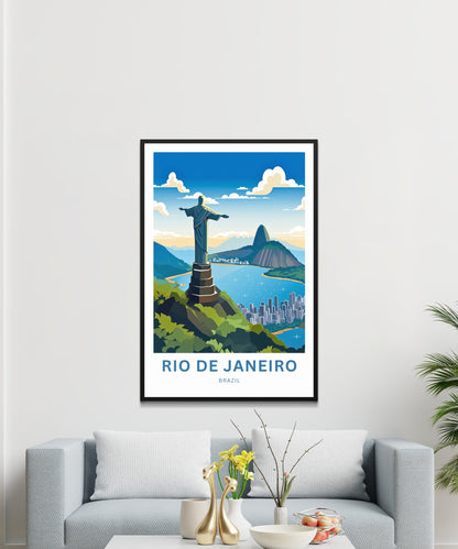 Rio De Janiero Travel Print - Rio De Janiero poster, Brazil Wall Art, Framed present, Gift Brazil Present - TravelTreasureCo