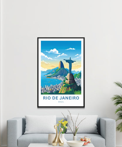 Rio De Janiero Travel Print - Rio De Janiero poster, Brazil Wall Art, Framed present, Gift Brazil Present - TravelTreasureCo