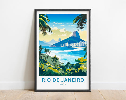 Rio De Janiero Travel Print - Rio De Janiero poster, Brazil Wall Art, Framed present, Gift Brazil Present - TravelTreasureCo