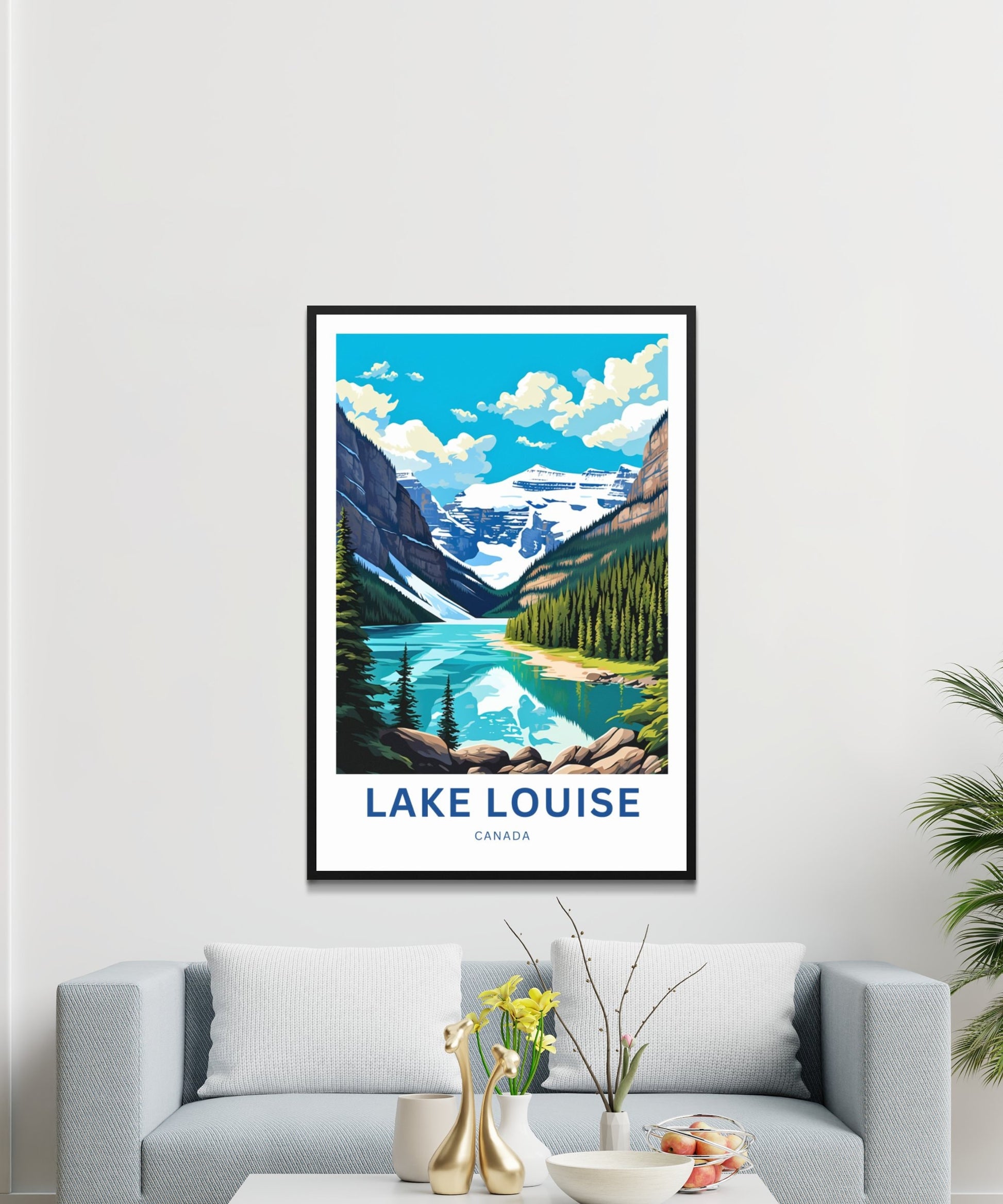 Lake Louise Travel Print - Lake Louise poster, Canada Wall Art, Framed present, Gift Canada Present - TravelTreasureCo