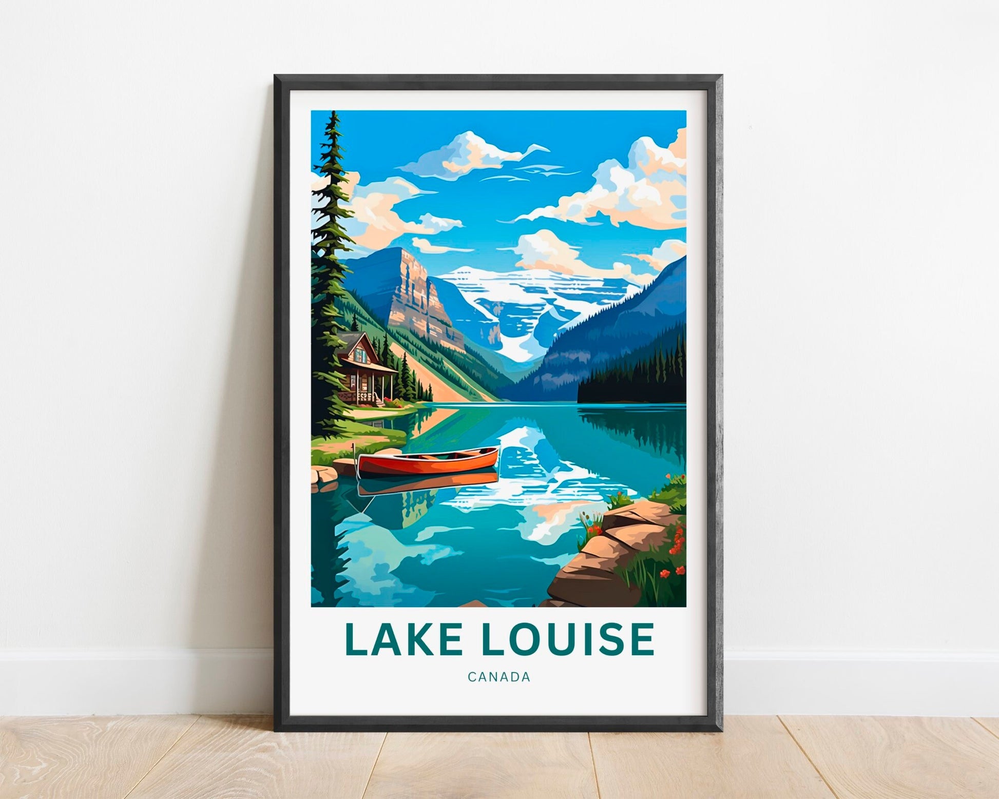 Lake Louise Travel Print - Lake Louise poster, Canada Wall Art, Framed present, Gift Canada Present - TravelTreasureCo