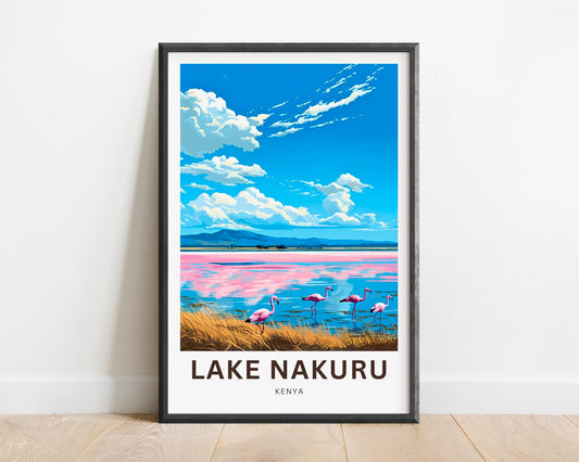 Lake Nakuru Travel Print - Lake Nakuru poster, Kenya Wall Art, Framed present, Gift Africa Present - TravelTreasureCo