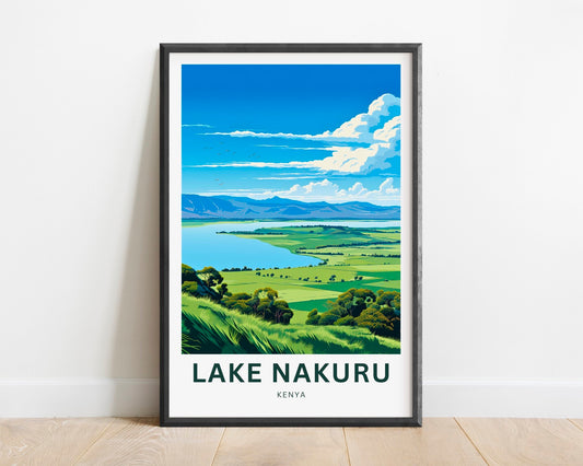 Lake Nakuru Travel Print - Lake Nakuru poster, Kenya Wall Art, Framed present, Gift Africa Present - TravelTreasureCo