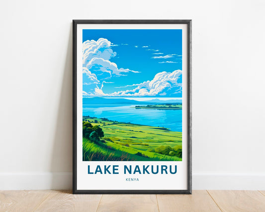 Lake Nakuru Travel Print - Lake Nakuru poster, Kenya Wall Art, Framed present, Gift Africa Present - TravelTreasureCo