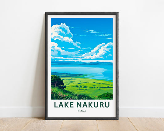 Lake Nakuru Travel Print - Lake Nakuru poster, Kenya Wall Art, Framed present, Gift Africa Present - TravelTreasureCo