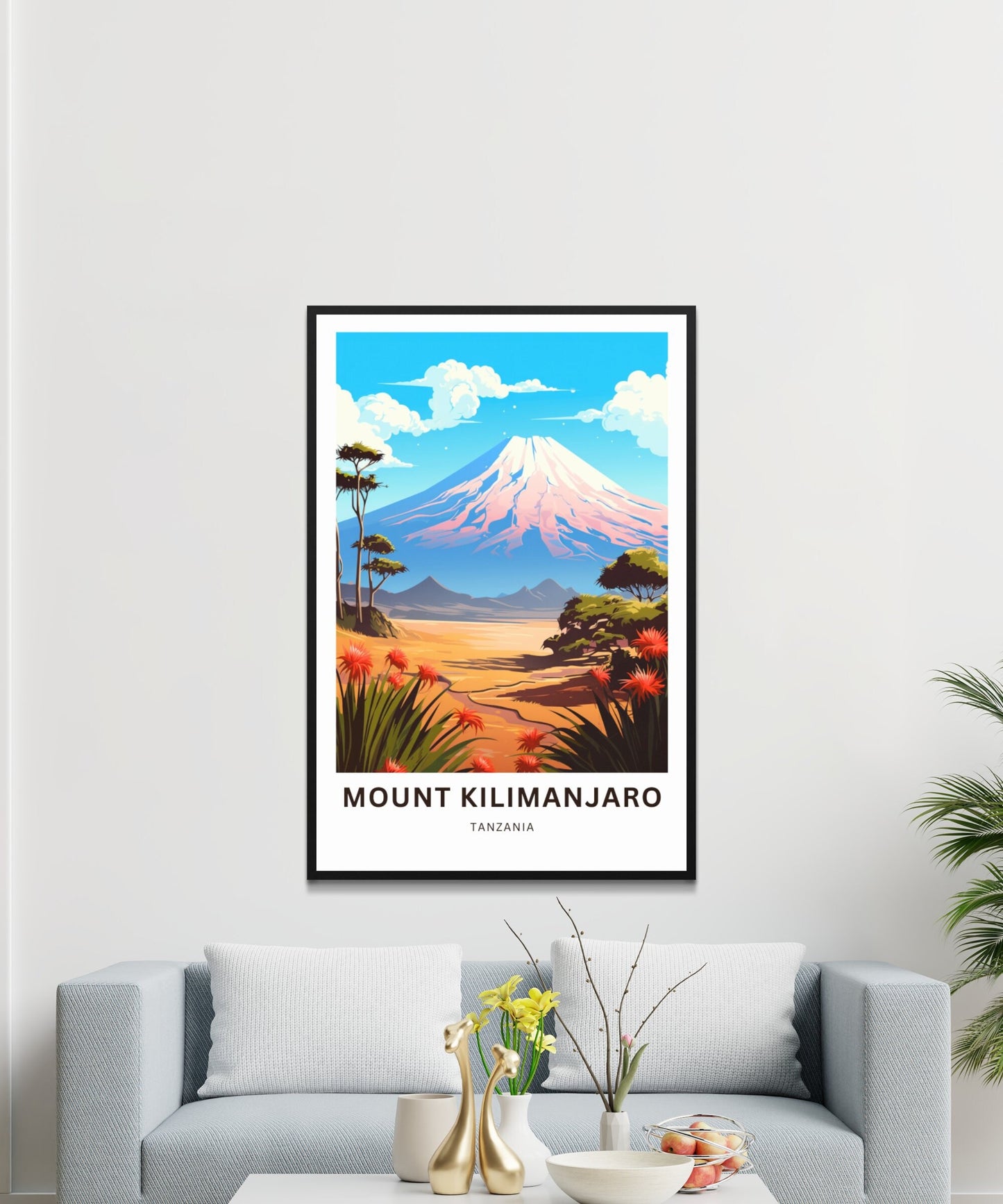 Mount Kilimanjaro Print - Mount Kilimanjaro poster, Tanzania Wall Art, Framed present, Gift Africa Present - TravelTreasureCo