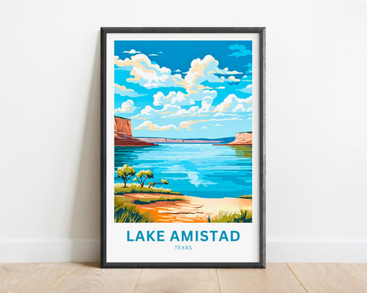 Lake Amistad Travel Print - Lake Amistad poster, Texas Wall Art, Framed present, Gift Texas Present - TravelTreasureCo