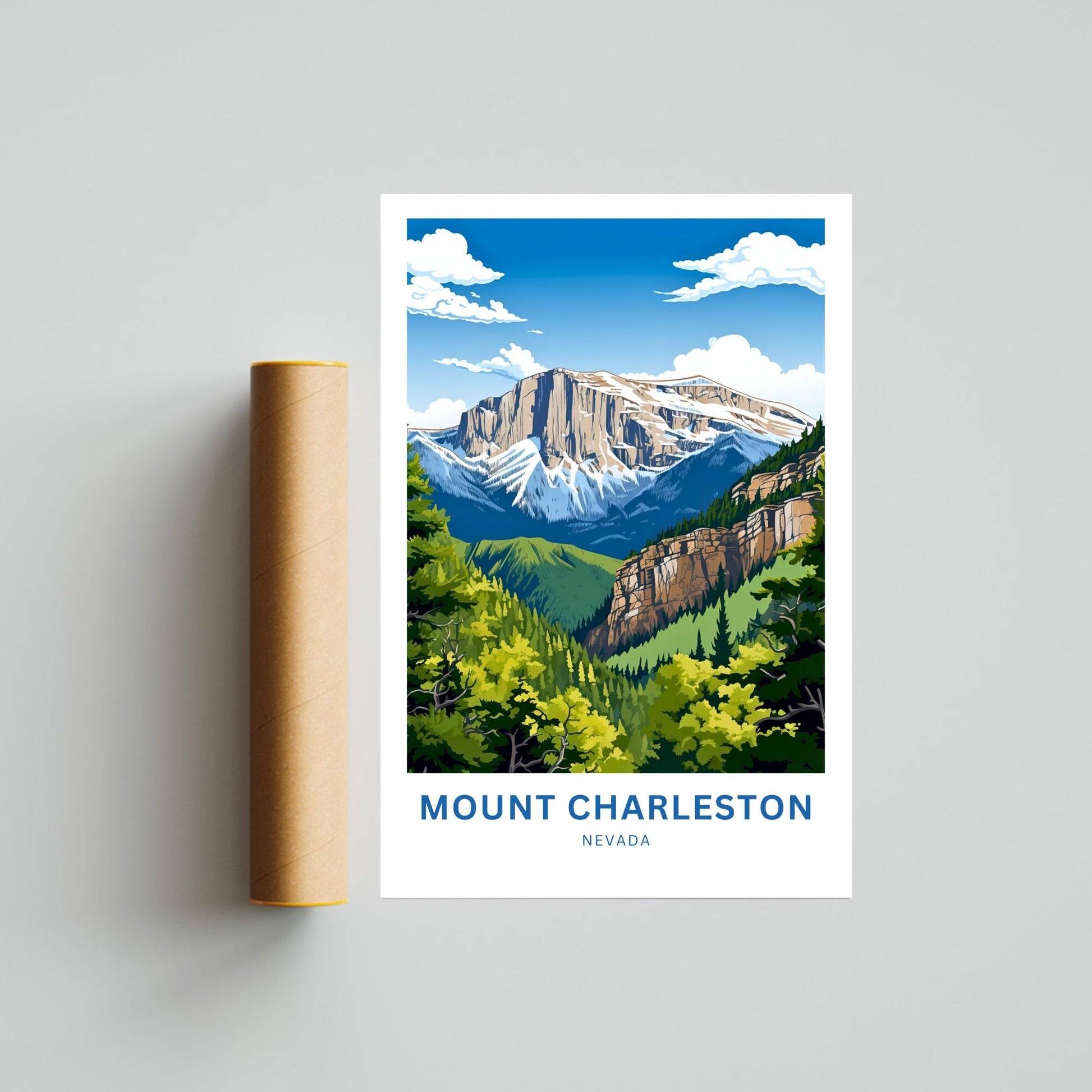 Mount Charleston Travel Print - Mount Charleston poster, Nevada Wall Art, Framed present, Gift Nevada Present - TravelTreasureCo