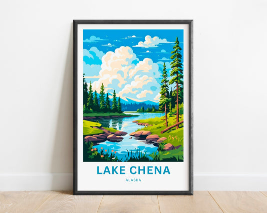Lake Chena Travel Print - Lake Chena poster, Alaska Wall Art, Framed present, Gift Alaska Present - TravelTreasureCo